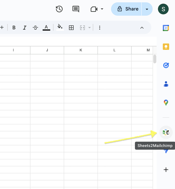 Sheets2Mailchimp logo in sidebar
